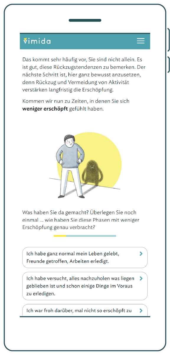 Umgang mit Erschöpfung in vimida